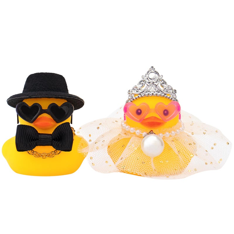 wonuu Pair Set of 2 Wedding Rubber Ducks  Bride Groom Duckies Marriage Rubber Duck Mini Couple Ducky for Ceremony Gift Souvenir Marry Blessings Elegant Heartwarming Present  White - Image 1